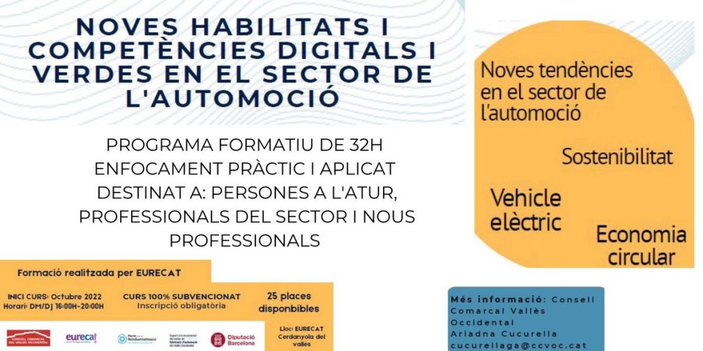 El Consell Comarcal obre les inscripcions del curs Noves habilitats i competències digitals i verdes en automoció que es farà al mes d’octubre